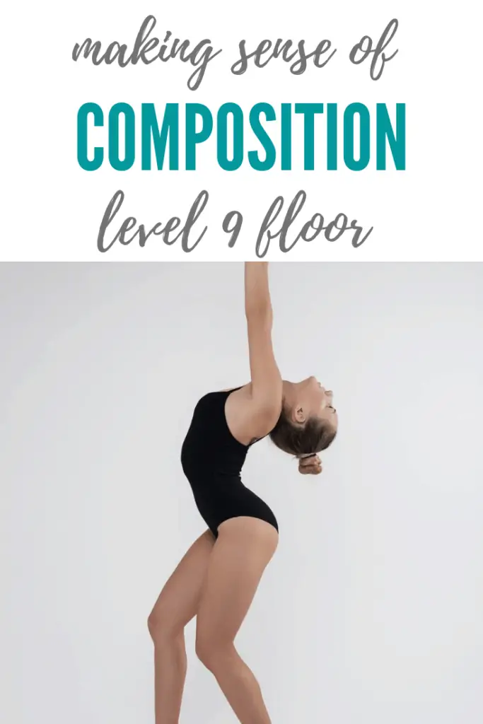 Level 9 gymnast doing standing pose on floor