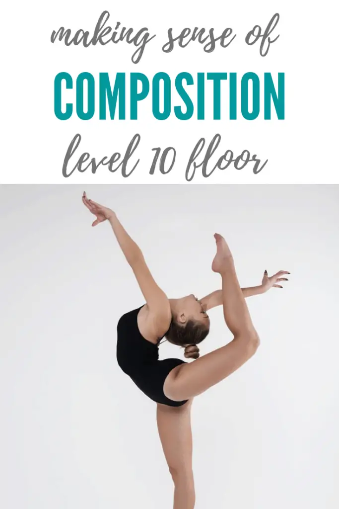 Level 10 gymnast doing pose on floor for composition