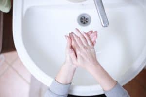 hand washing at a gymnastics meet during a pandemic